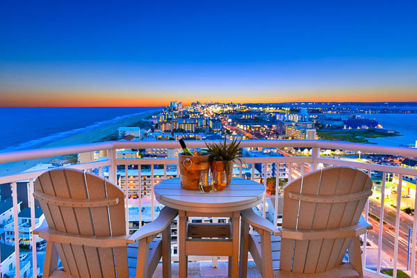 Ocean City balcony view at night