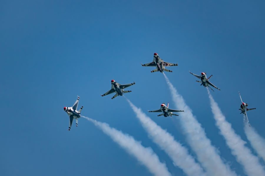 Airshow performing jets