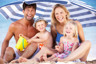 family at beach